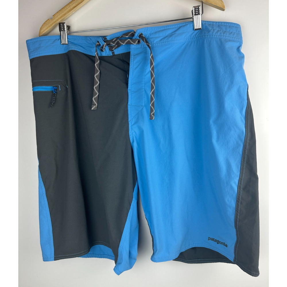 *Flawed Patagonia Men's Stretch Wavefarer Board Shorts Blue Gray Trunks Size 38 - Picture 13 of 13